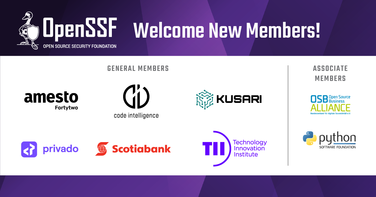 OpenSSF Welcome New Members March 2023